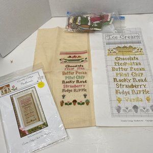 Country‎ Cottage Needleworks ice Cream Sundae cross stitch art decor incomplete